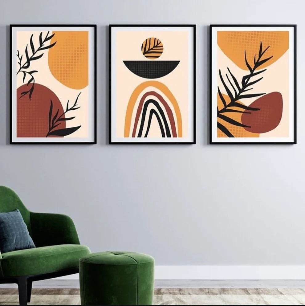 Abstract wall Art 3 Frames Set