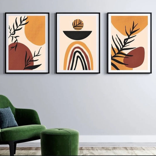 Abstract wall Art 3 Frames Set