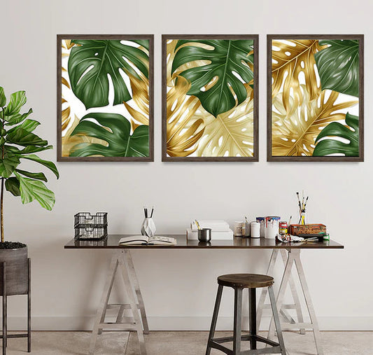 Green & Golden Leaves 3 Frames set