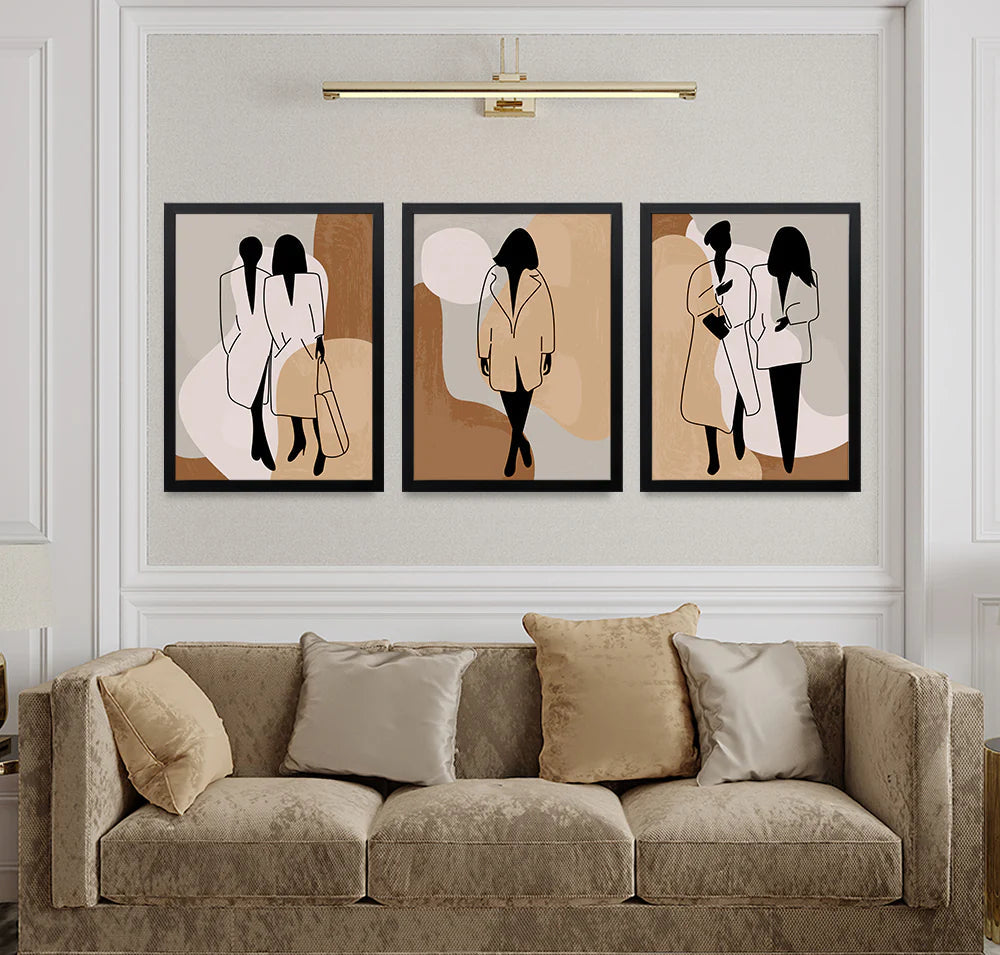 Abstract Women Pencil Art 3 Frames set