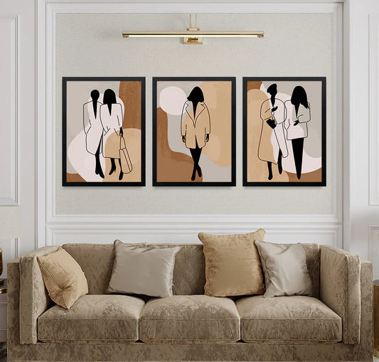 Abstract Women Pencil Art 3 Frames set