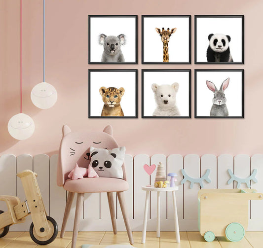 Baby Animal Portraits Art 6 Frames set