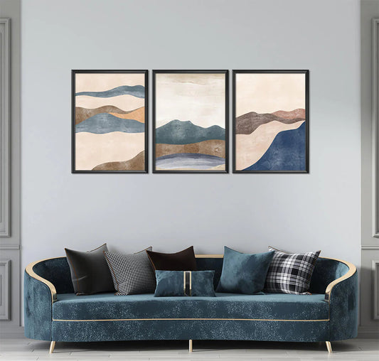 Blue and Brown Abstract Hills 3 Frames set