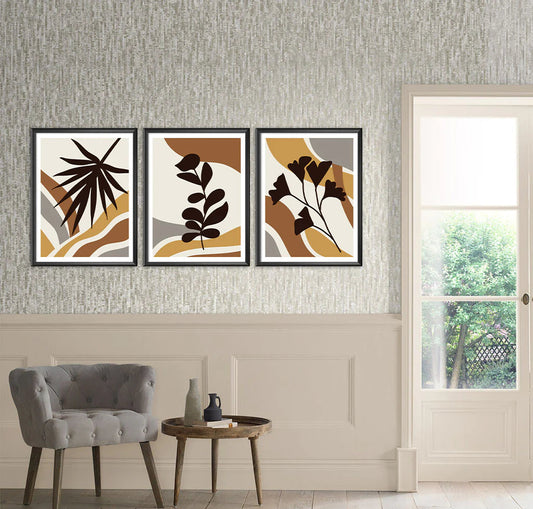 Abstract leaves wall art 3 Frames set